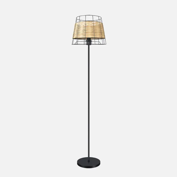 Pie Salon Burano 1xe27 Forja/ratan 150x32x32 Cm