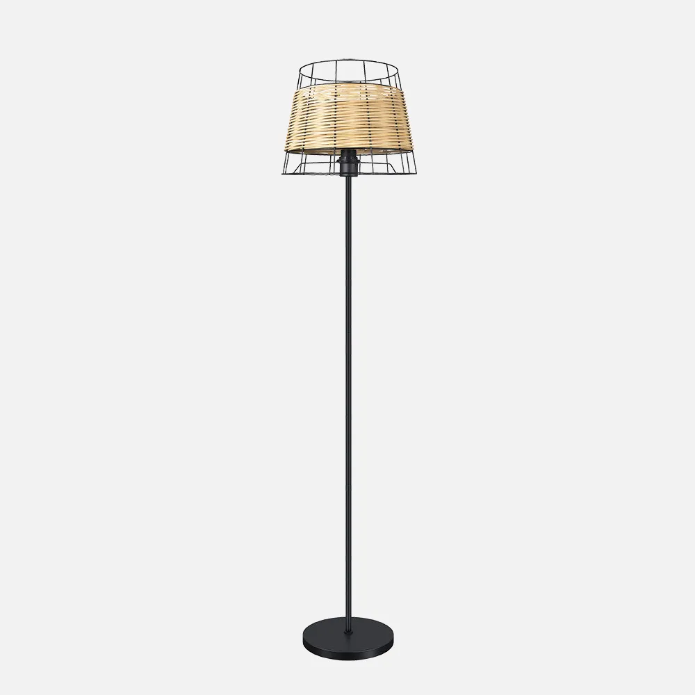 190641009 - Pie Salon Burano 1xe27 Forja/ratan 150x32x32 Cm