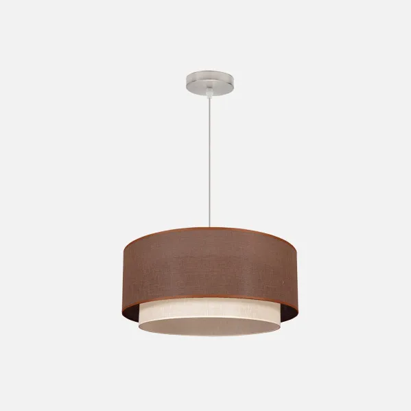 Pendant Light Double 1l. Brown/Beige Cylind (50/40/reg)