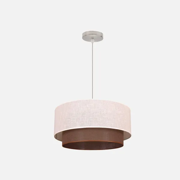 Pendant Light Double 1l. Beige/Brown Cylind (50/40/reg)