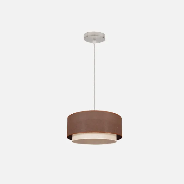 Pendant Light Double 1l. Brown/Beige Cylind (REGX35X35)