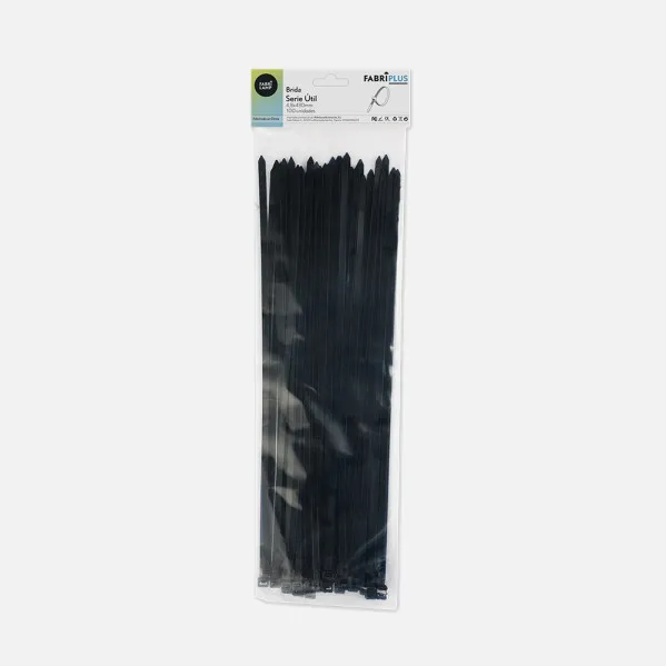 Bag of 100 Black Utility Cable Ties 4,8x430mm 100% Nylon 66 Resistant and Durable