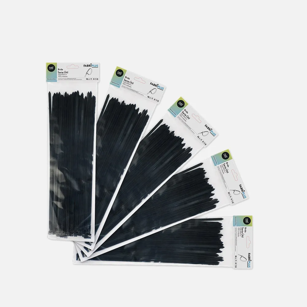 188148209 - Bag of 100 Black Utility Cable Ties 4,8x200mm. 100% Nylon 66 Resistant and Durable