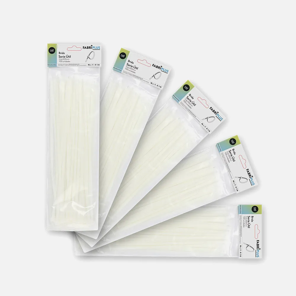 188136301 - Bag Of 100 White Utility Cable Ties 3,6x300mm. 100% Nylon 66 Resistant And Durable