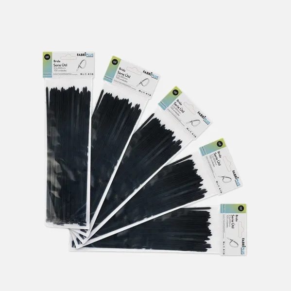 Bag Of 100 Black Utility Cable Ties 2,5x200mm 100% Nylon 66 Resistant And Durable