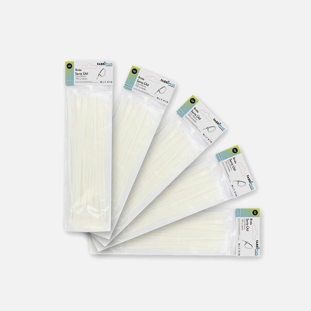 188125151 - Bag Of 100 White Utility Cable Ties 2,5x150mm 100% Nylon 66 Resistant And Durable