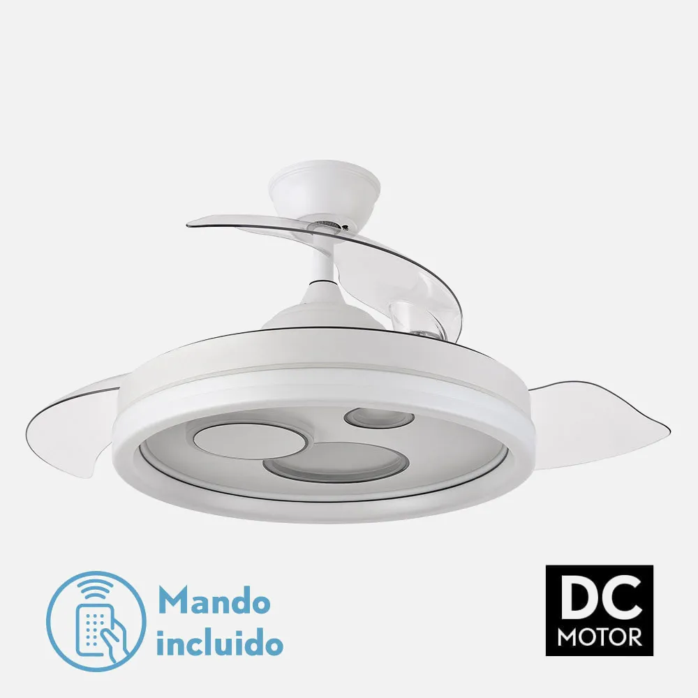 184891401 - Ventilador Dc Turia 72w 6120lm Blanco 3 Asp.desplegables 32/47x50/110d. 3 Colores C/remoto+temporizador+memoria