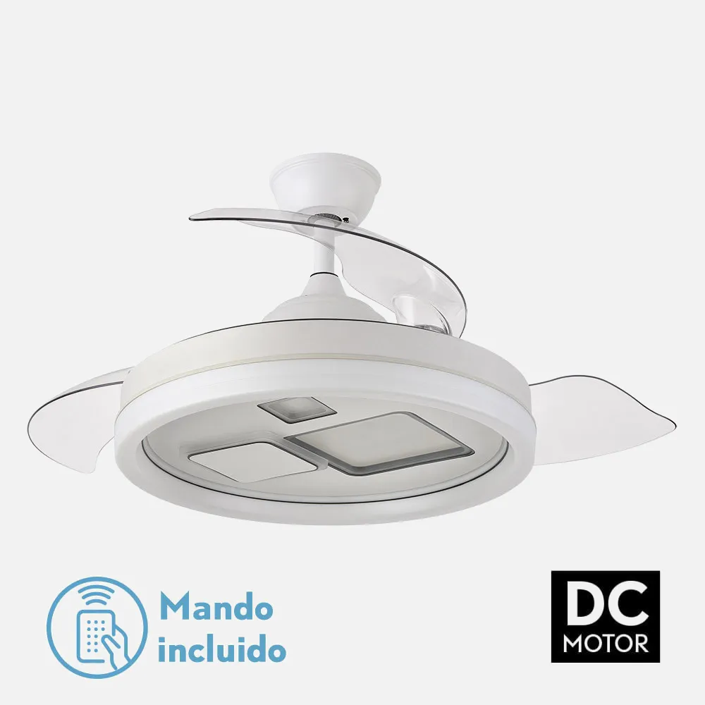 Ventilador Dc Jandula 72w 6120lm Blanco 3 Aspas Desplegables 32/47x50/107d 3 Colores C/remoto+temporizador+memoria