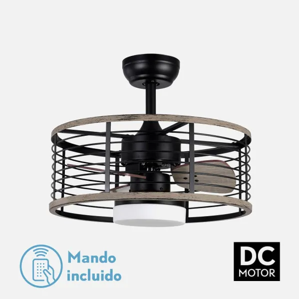 Fan Dc 24w Pella Black/Wood 3 Sails 50d  2540lm 6 Speeds  3000-4000-6000k C/remote, Memory And Timer