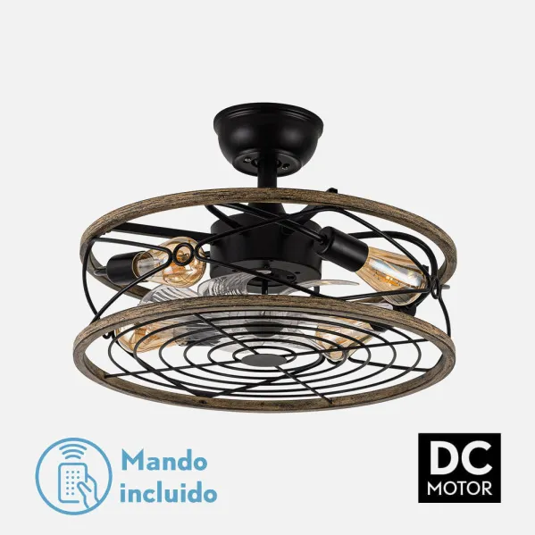 Fan DC 4xe27 Arcadia Black 8 Sails Clears 31/40x50x50cm 6 Speeds C/remote And Timer