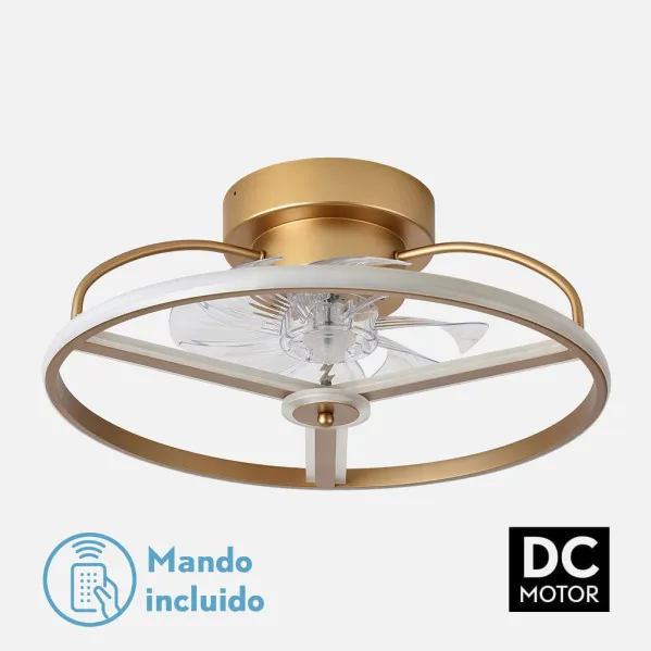 Fan 60w Dc Bora Gold 8 Sails Transp.21x50x50cm 6 Vel. 3 Colours C/remote, Memory, Timer And Reg.Intensity 5100lm