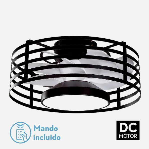 Fan 22w Dc Xaloc Black 7Sails Whites 6vel  3000-4000-6500 28x57,8x57,8cm C/remote, Memory And Timer