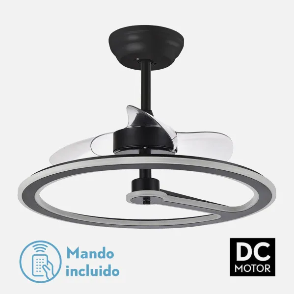 Fan 110w Dc Chom Black 3 Sails Transp. 46/66x62x62cm  6Vel. 3 Colours C/remote, Memory And Timer 9350lm
