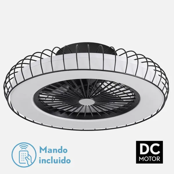 Ventilador 72w Dc Albonez Negro 5 Aspas Transp. 18x53x53cm 6 Vel. 3 Colores C/remoto, Memoria, Temp. Y Reg.Intensidad 6120lm