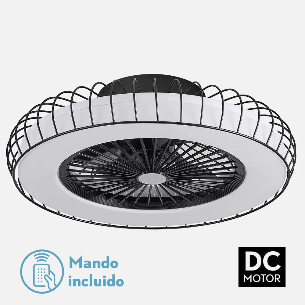 Ventilador 72w Dc Albonez Negro 5 Aspas Transp. 18x53x53cm 6 Vel. 3 Colores C/remoto, Memoria, Temp. Y Reg.Intensidad 6120lm