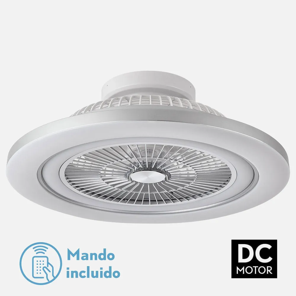 183391503 - Ventilador 72w Dc Mato Niquel 5Aspas Transp. 22x58x58cm 6 Vel. 3 Colores C/remoto,memoria,temporiz Y Reg.Intensidad 6120lm