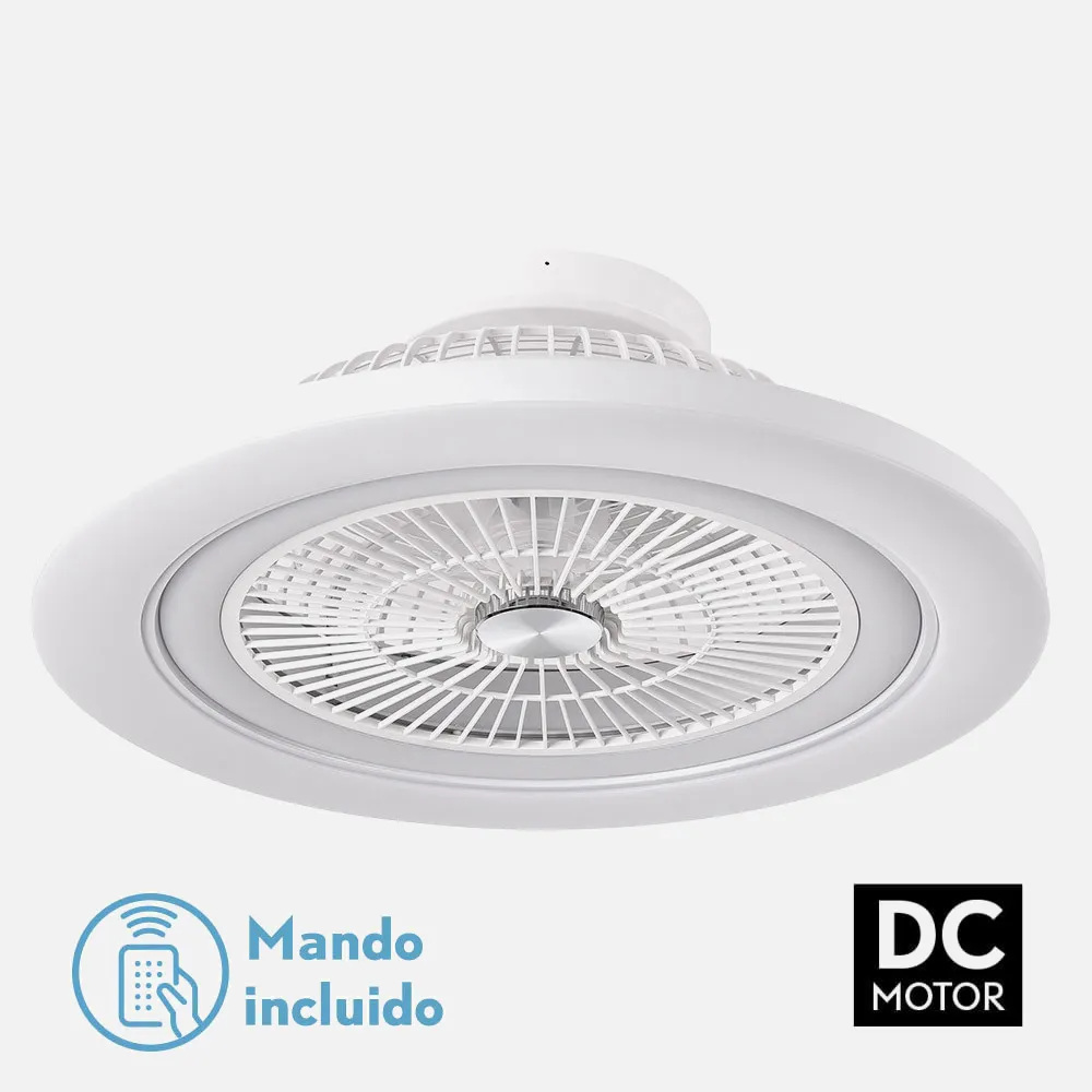 183391501 - Ventilador 72w Dc Mato Blanco 5Aspas Transp. 22x58x58cm 6 Vel. 3 Colores C/remoto,memoria,temporiz Y Reg.Intensidad 6120lm