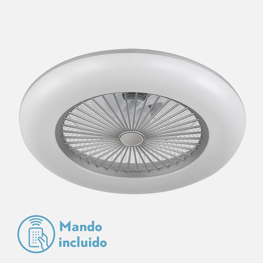 Ventilador Peri 72w Plata 5 Asp 3000-4000-6000k  8000lm Inten.reg.remoto.Temporizador .Memoria 20x55x55 Cm