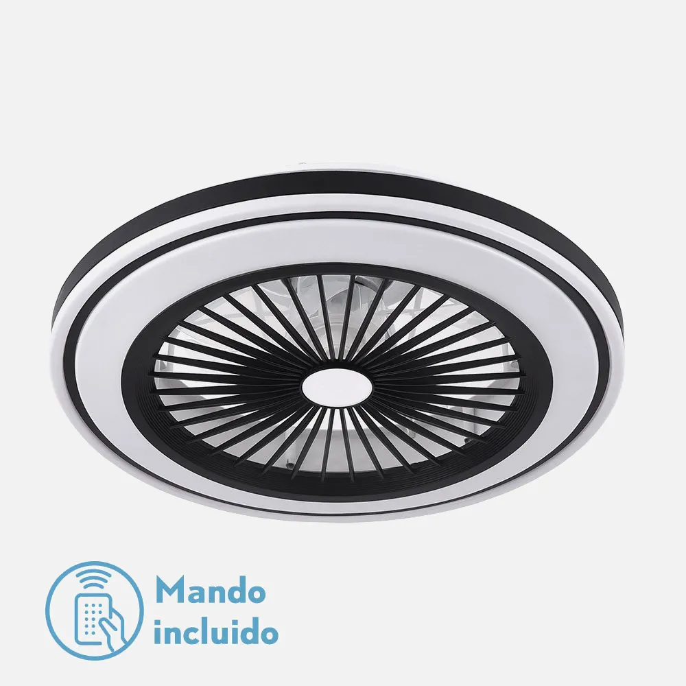 Ventilador Pruga 80w 3000-4000-6000k 6915lm Negro 19x48d C/c.remoto+memoria+reg.intensidad+temporizador