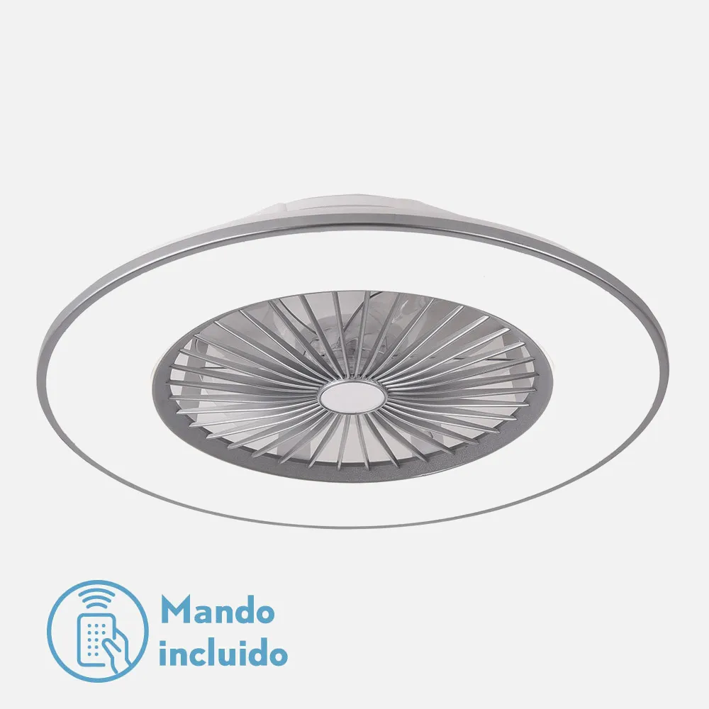 Ventilador Bofu 48w 4800lm Plata 5 Aspas  18x56d.3veloc.3 Colores. C/remoto