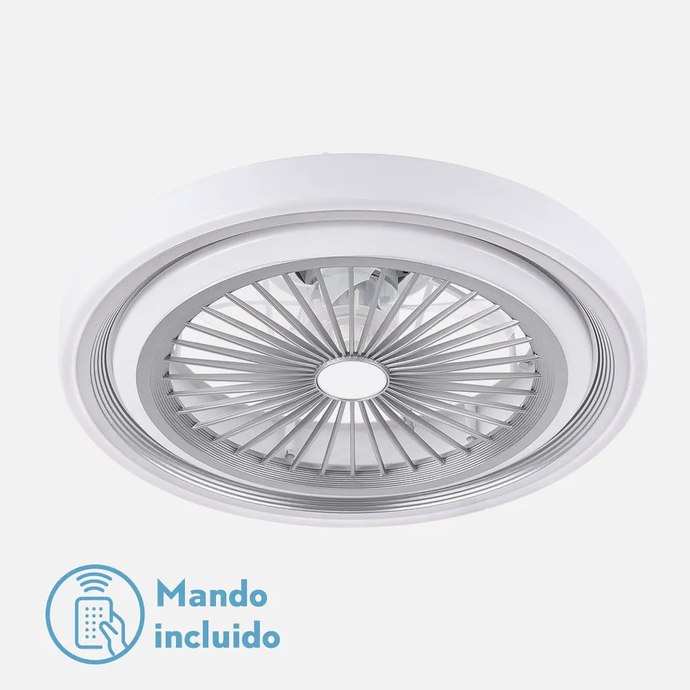 Ventilador Rok 80w 3000-4000-6000k 6915lm Plata  19x49d C/c.remoto, Reg.intensidad, Memoria Y Temporizador