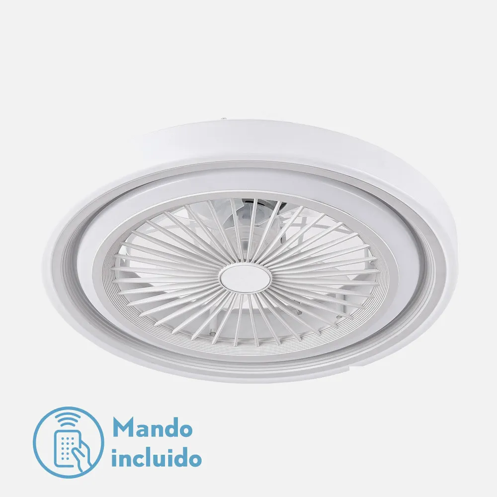 Ventilador Rok 80w 3000-4000-6000k 6915lm Blanco  19x49d C/c.remoto, Reg.intensidad, Memoria Y Temporizador