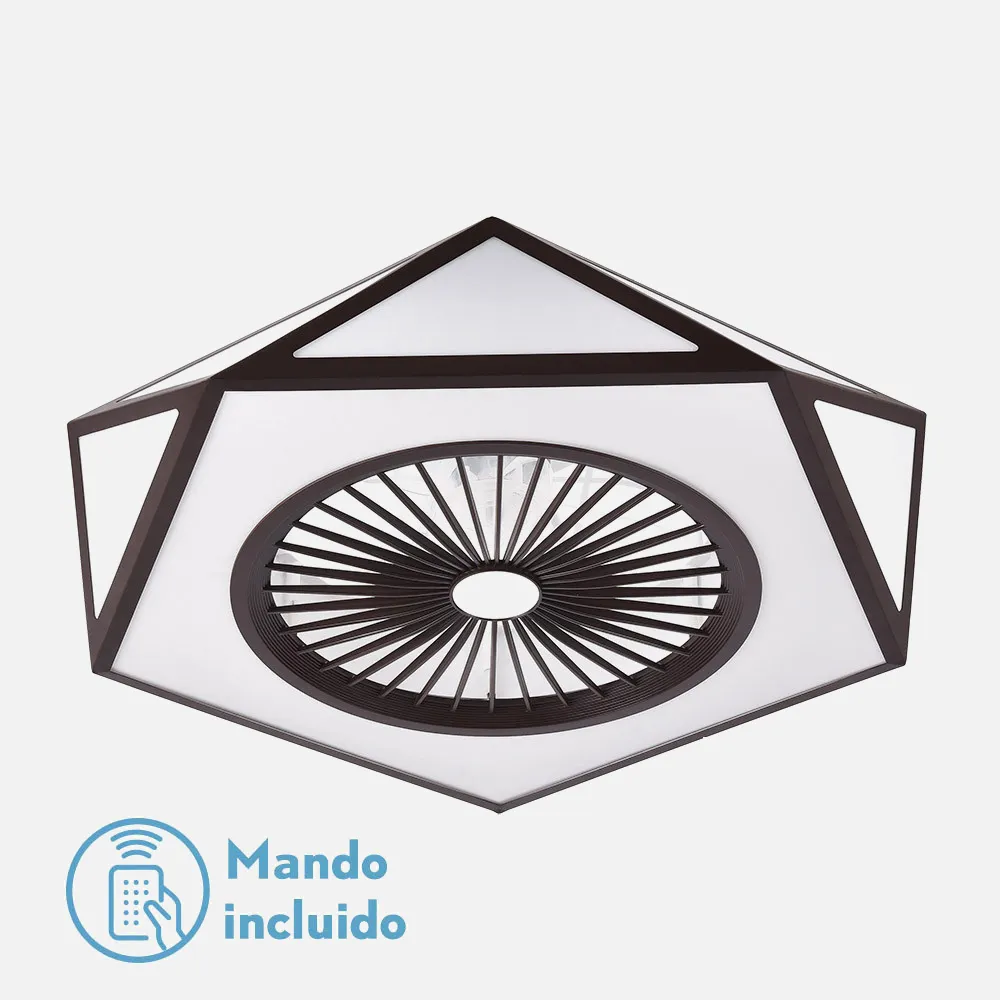 Ventilador Ora 80w 3000-4000-6000k 6915lm Marron 21x60d C/remoto, Reg.intensidad, Memoria Y Temporizador