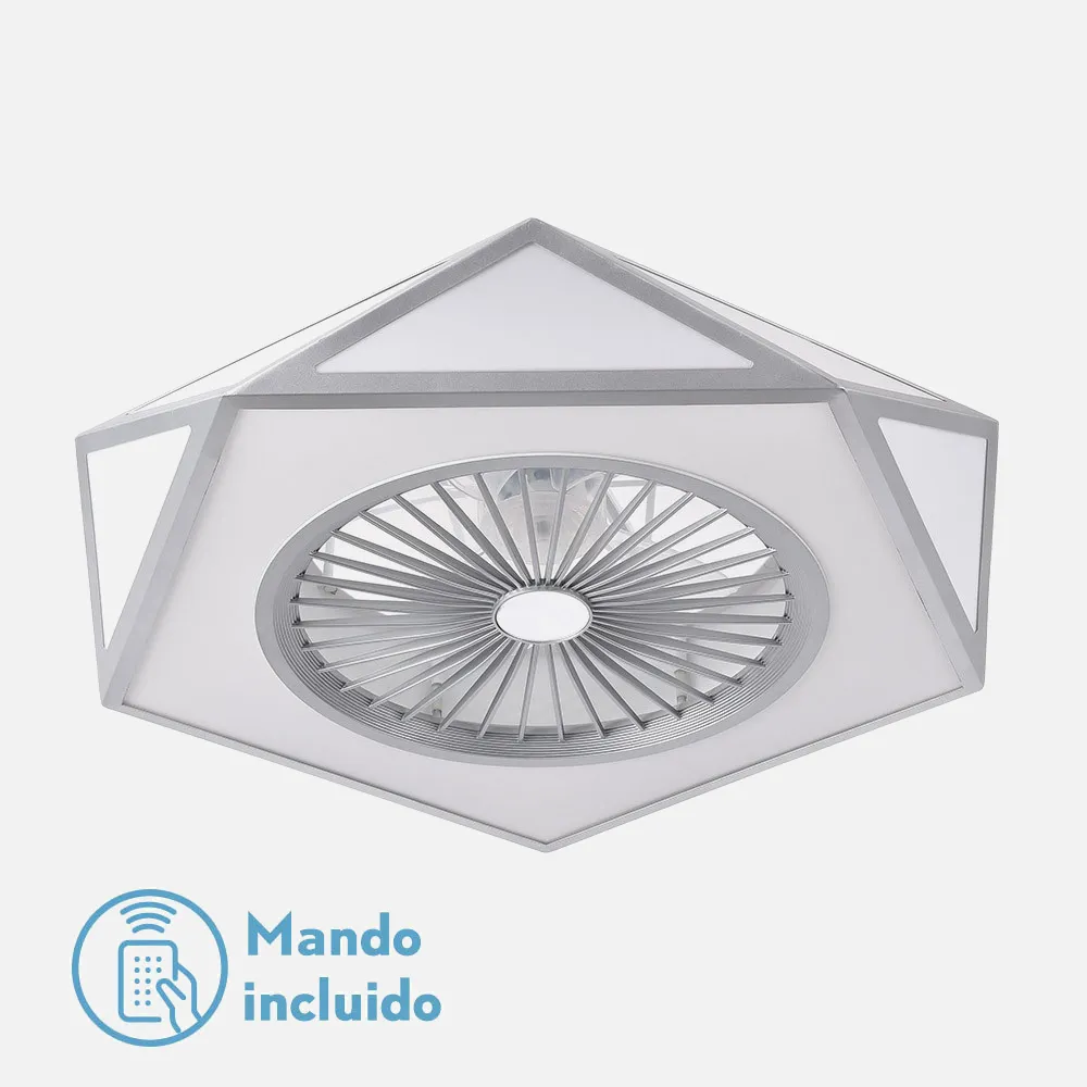 Ventilador Ora 80w 3000-4000-6000k 6915lm Plata 21x60d C/remoto, Reg.intensidad, Memoria Y Temporizador