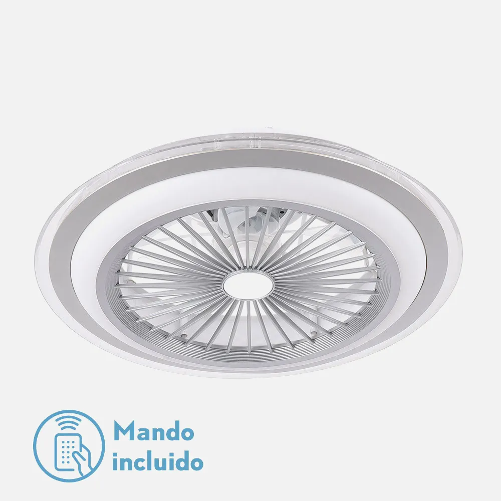 Ventilador Santa Ana 80w 3000-4000-6000k Plata 52d 6915lm C/c.remoto.regulable Intensidad +memoria+temporizador