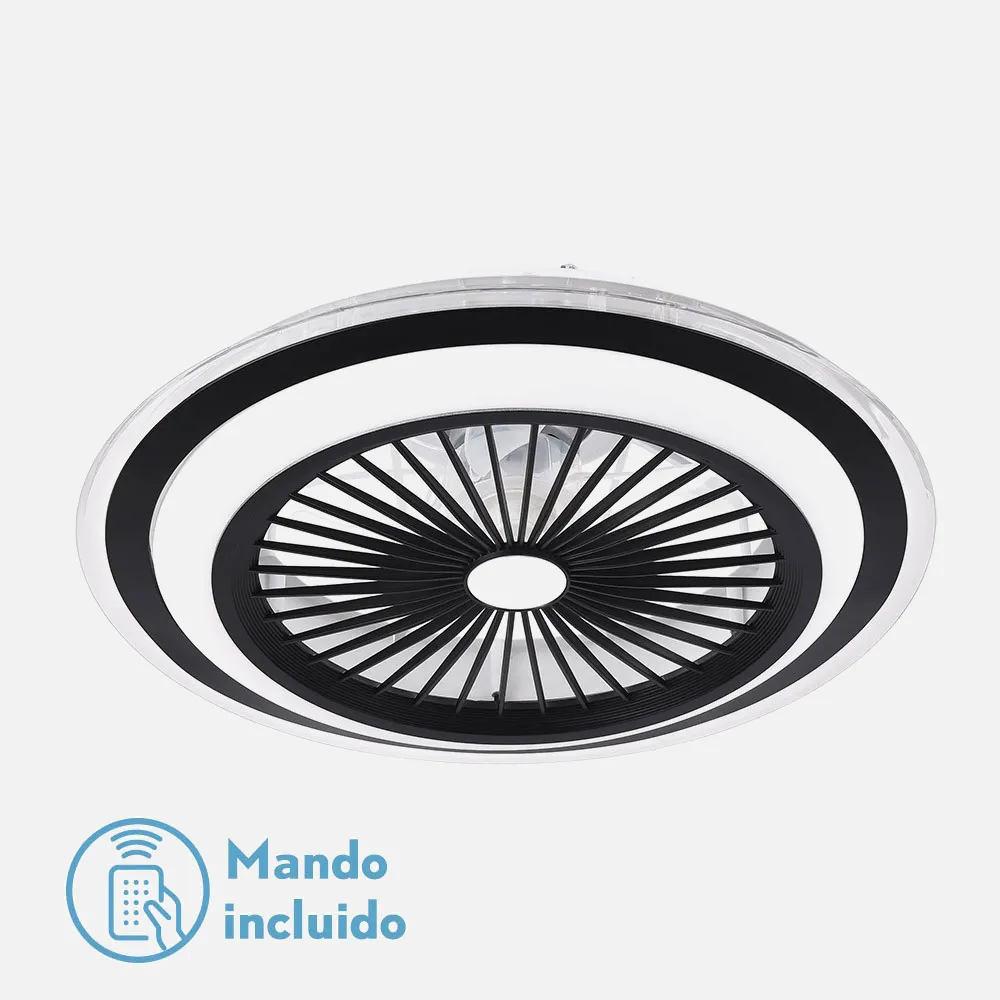 Ventilador Santa Ana 80w 3000-4000-6000k Negro 52d 6915lm C/c.remoto.regulable +memoria+temporizador