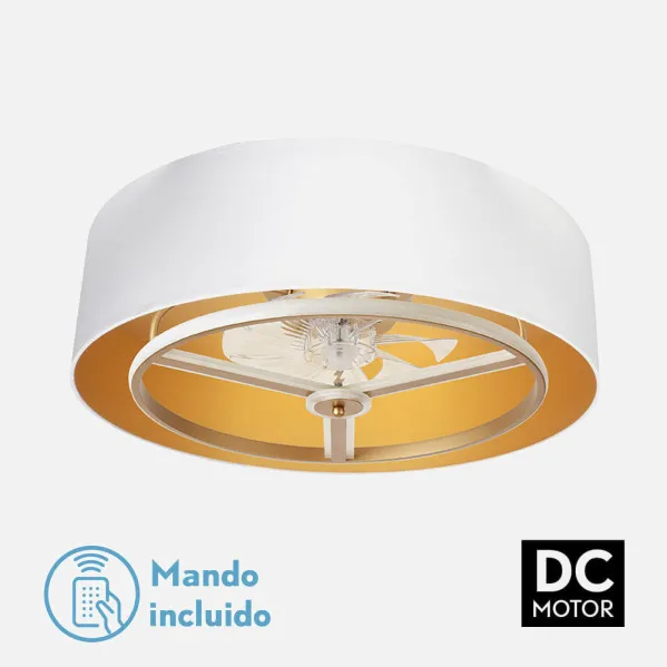 Ventilador Dc Anuska 60w Blanco/oro-oro 70d 8 Aspas 6 Veloc. 5100lm 3 Colores Remoto,memoria,Reg.Intensidad,temporizador