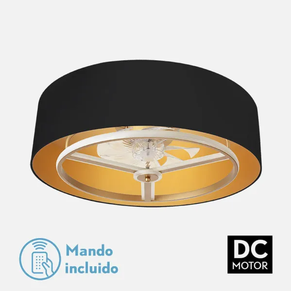Fan Dc Anuska 60w Black/gold-gold 70d 8 Sails 6 Veloc. 5100lm 3 Remote Colours,memory,Reg.Intensity,timer