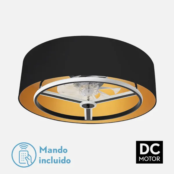 Fan Dc Anuska 60w Black/gold 8 Sails 6 Veloc. 70d 5100lm 3 Remote Colours,memory,reg.Intensity,timer