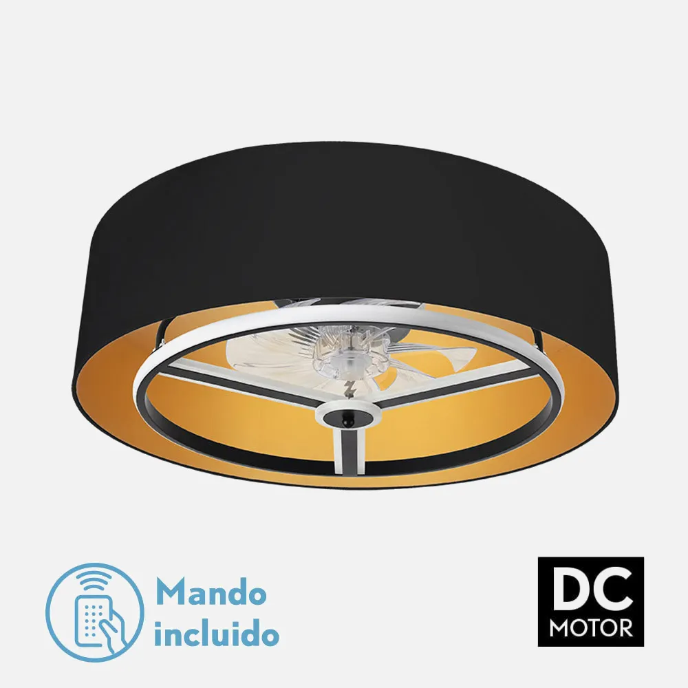 188691709 - Ventilador Dc Anuska 60w Negro/oro 8 Aspas 6 Veloc. 70d 5100lm 3 Colores Remoto,memoria,reg.Intensidad,temporizador