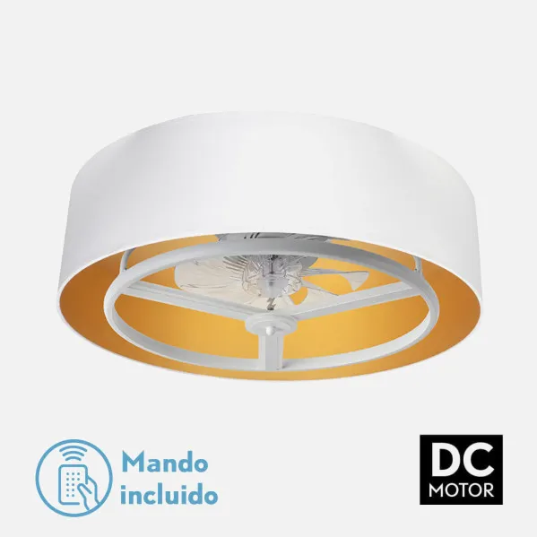 Ventilador Dc Anuska 60w Blanco/oro 8 Aspas 6 Veloc. 70d 5100lm 3col Remoto,memoria,reg.Intensidad,temporizador