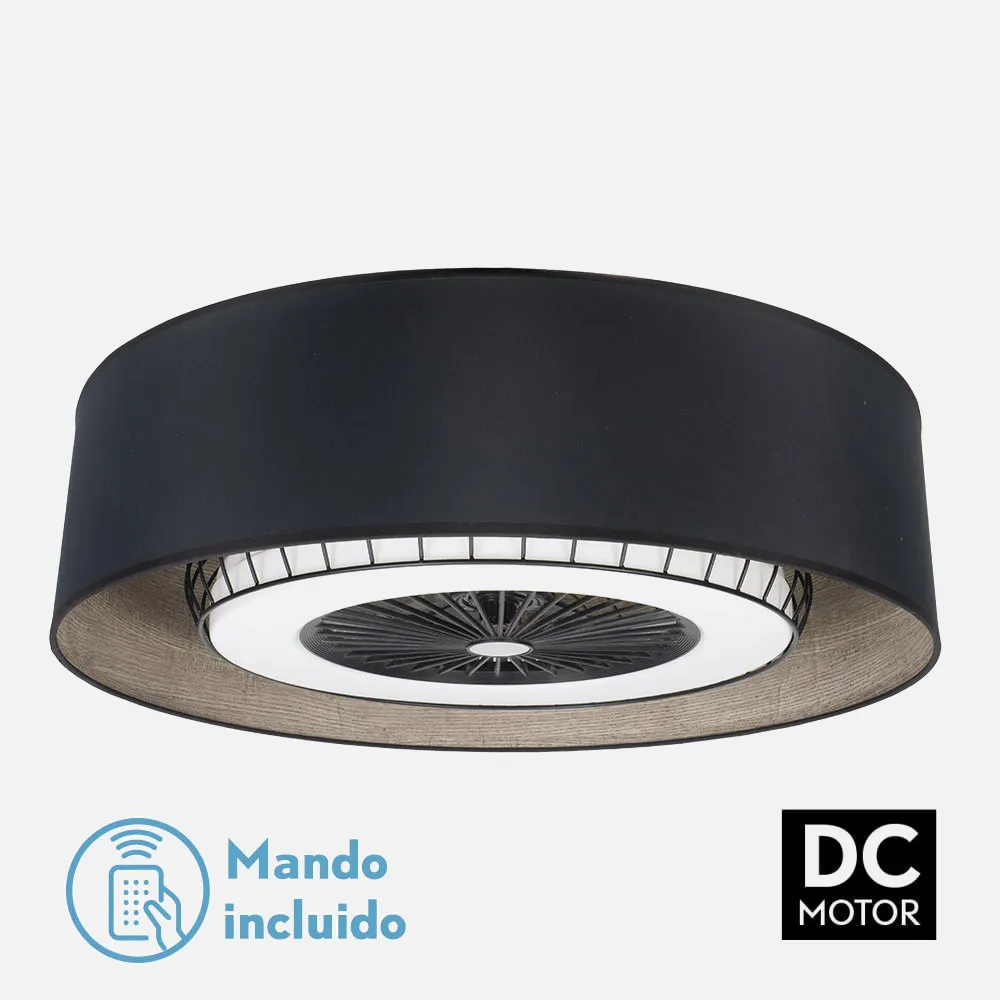 188391709 - Ventilador DC Tania 72w Negro/madera Gris 5 Aspas 6 Velocidades 3col Remoto,memoria,reg.Intensidad,temporizador 6120lm 70d