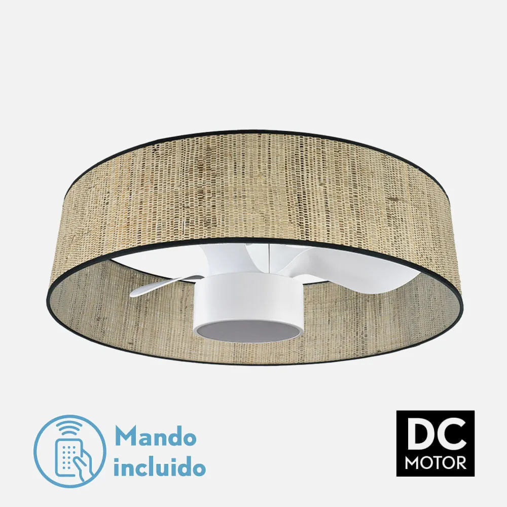 189991701 - Ventilador Dc 24w Natasha Cañizo/blanco 70d 3 Aspas 6vel. 2390lm 3 Colores Remoto,memoria,temporizador
