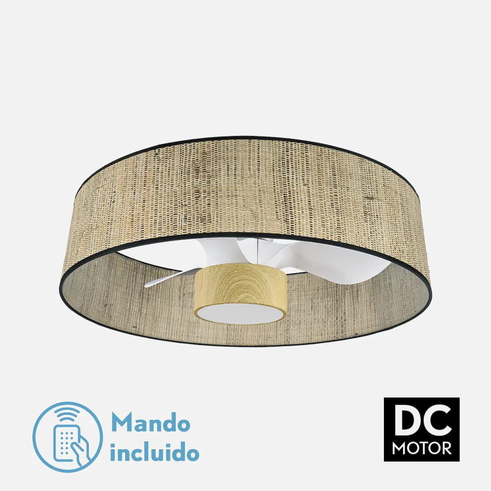 189991785 - Fan Dc 24w Natasha Cane/white-there is 70d 3 Sails 6vel. 2390lm 3 Remote Colours,memory,timer