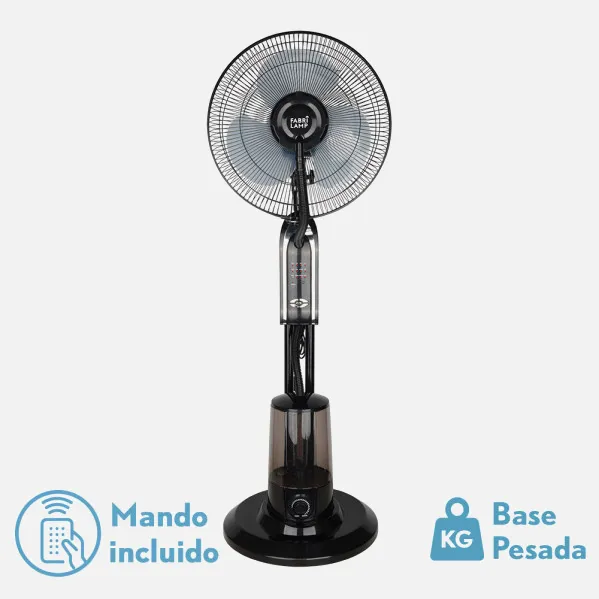 Ventilador De Pie Tromba Negro 3 Vel 80w Nebulizador  Tanque De Agua 3L C/remoto Y Temporizador 120x45x40 Cm