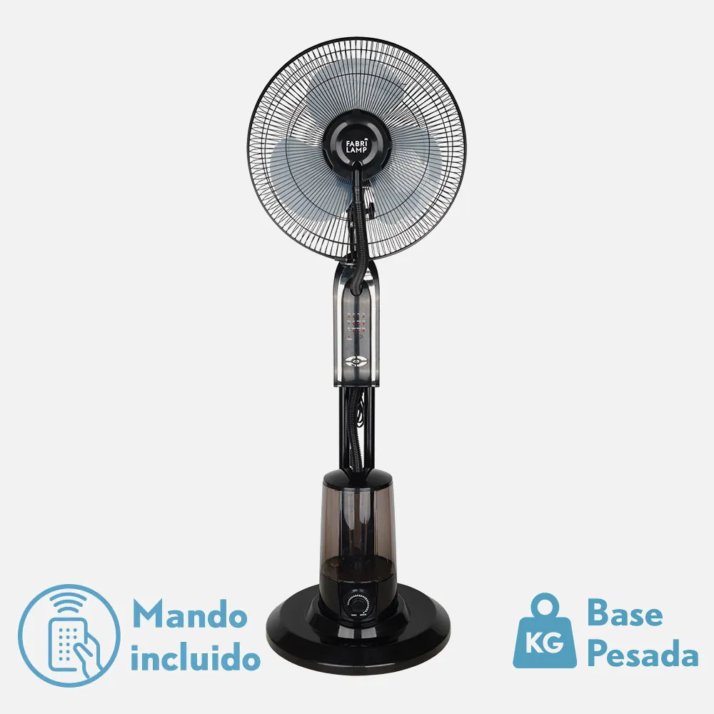 Ventilador De Pie Tromba Negro 3 Vel 80w Nebulizador  Tanque De Agua 3L C/remoto Y Temporizador 120x45x40 Cm