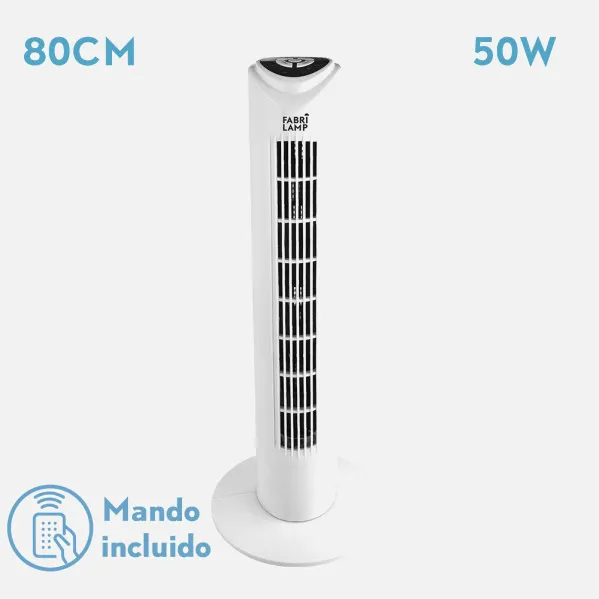 Ventilador De Torre Tuka Blanco 3 Vel 50w C/remoto  Oscilante Temporizador  80x25x25 Cm