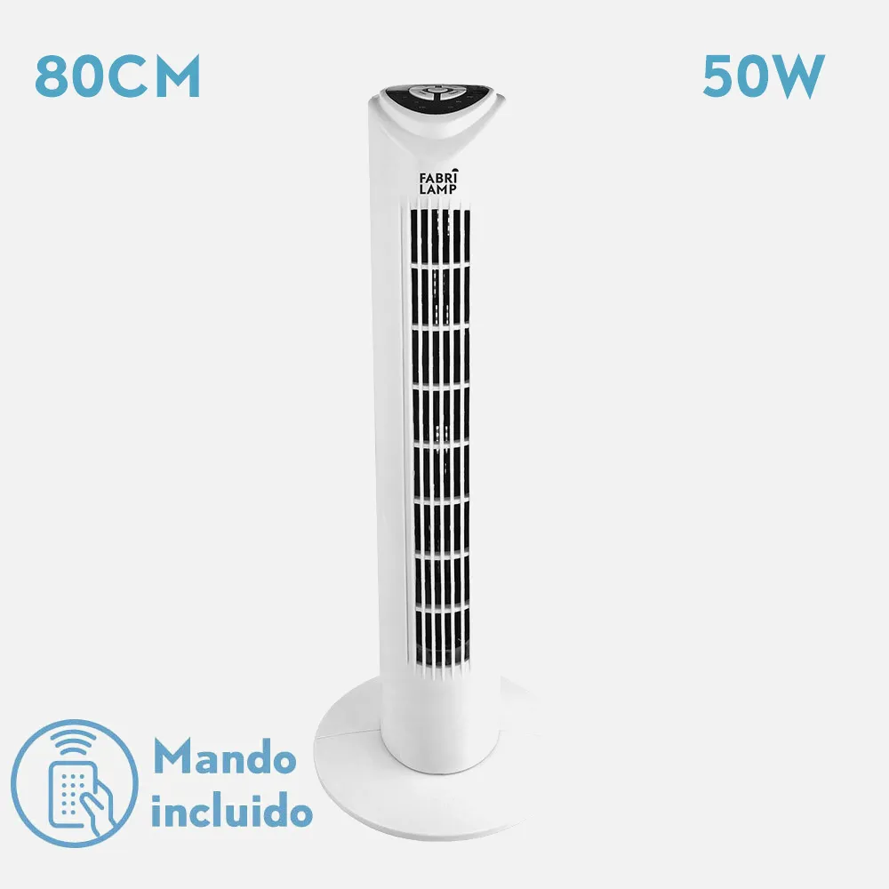 Ventilador De Torre Tuka Blanco 3 Vel 50w C/remoto  Oscilante Temporizador  80x25x25 Cm