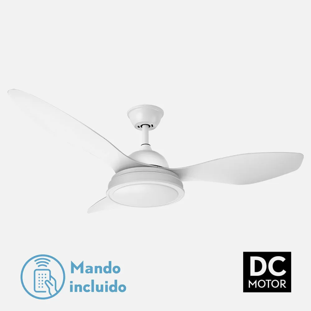 182991301 - Ventilador 48w Dc Datoo Blanco 3 Aspas Blancas 6 Vel. 33/48x122x122cm 3 Colores C/remoto,memoria Y Temporizador 4080lm