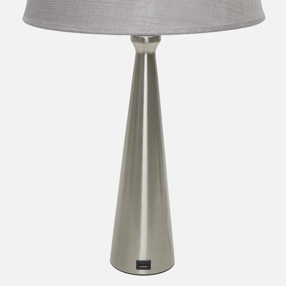 Sobremesa Pearl 1xe27 Niquel 62x35x35 Cm Puerto Usb