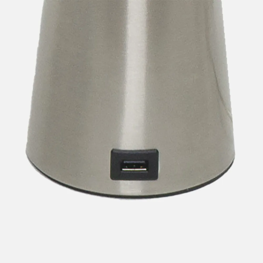 Sobremesa Pearl 1xe27 Niquel 62x35x35 Cm Puerto Usb