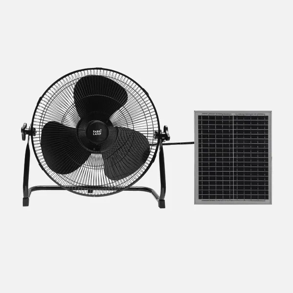 Ventilador Dc Indistrial Solar Ciclon 20w Negro 5velocidades 3asp.negras C/puerto Usb Orientable 43x46x40cm 