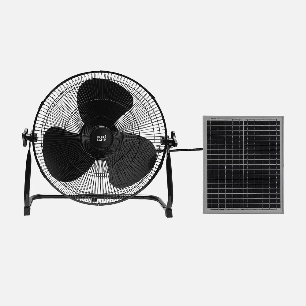 Ventilador Dc Indistrial Solar Ciclon 25w Negro 3velocidades 3asp.negras C/puerto Usb Orientable 43x46x40cm 