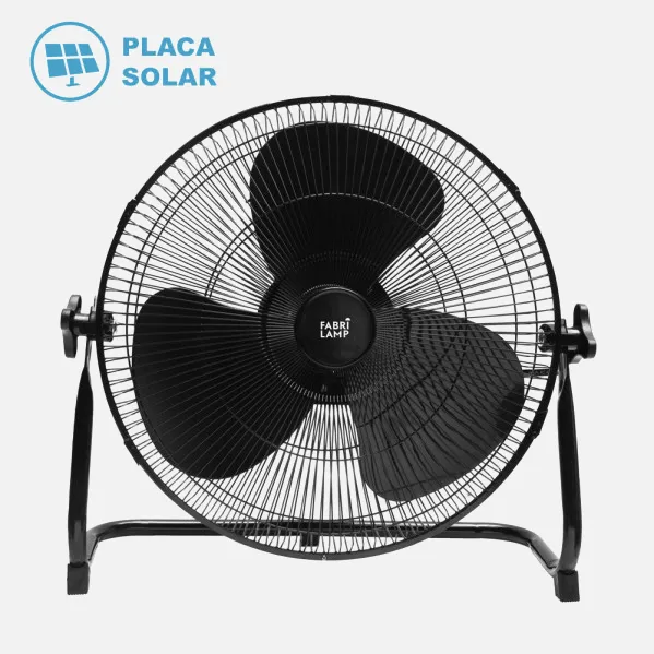 Ventilador Dc Indistrial Solar Ciclon 20w Negro 5velocidades 3asp.negras C/puerto Usb Orientable 43x46x40cm 