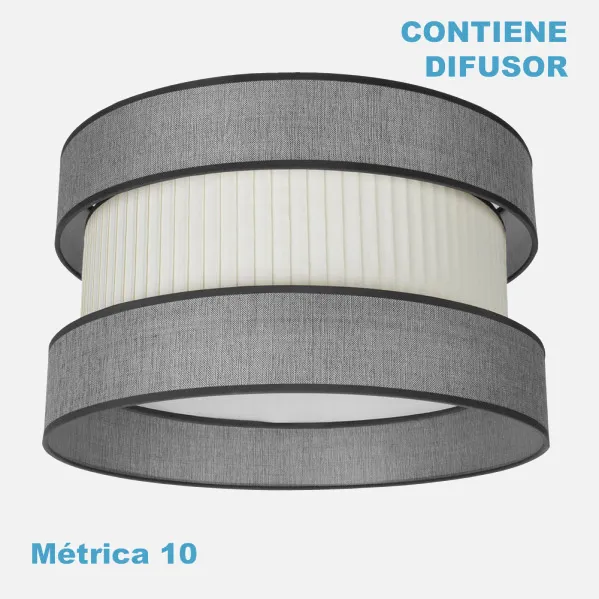 Pantalla Colgante Home M10 Gris-beis 60dx60dx25h Difusor Incluido