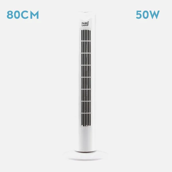 Ventilador De Torre Tero Blanco 3 Vel 50w   Oscilante Temporizador 80x25x25 Cm